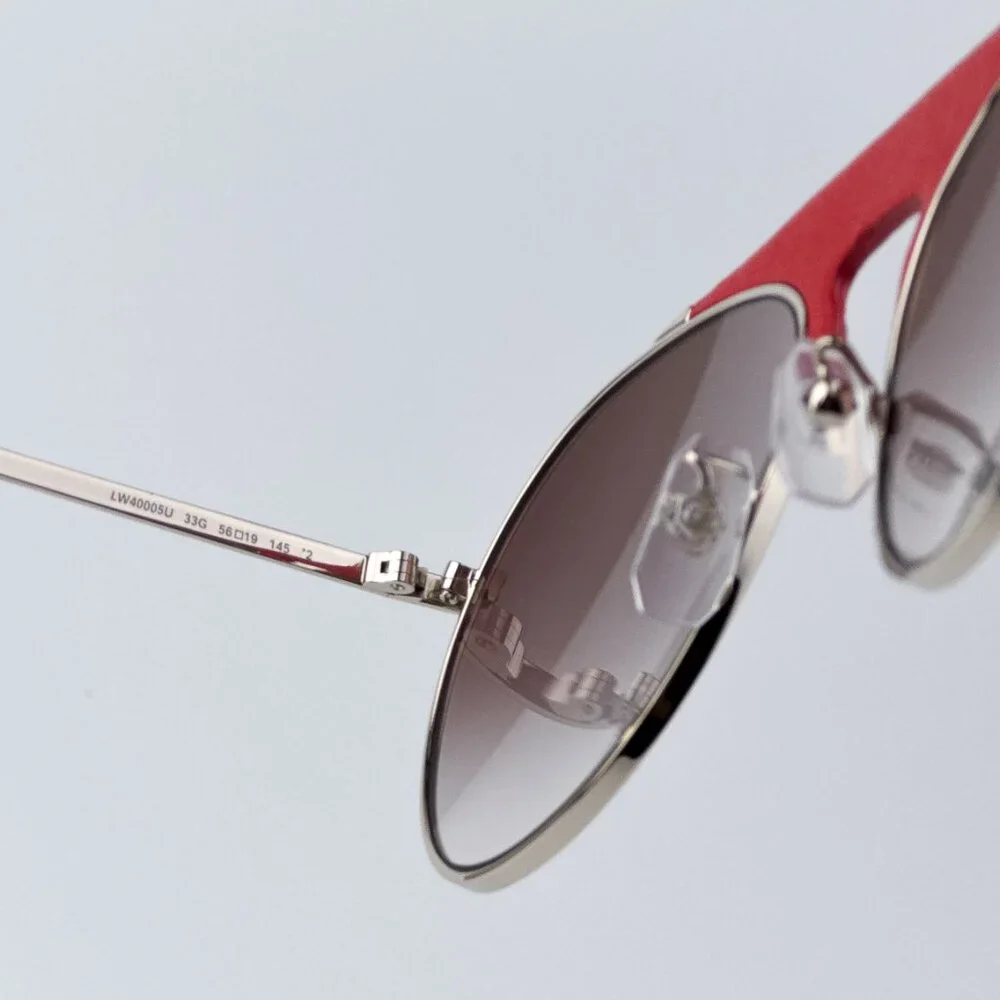 Loewe Men BRAND NEW Sunglasses LW40005U 33G Red Leather Brown Gradient Pilot
